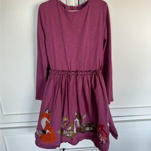 Mini Boden Purple Kids Dress with Animal Design